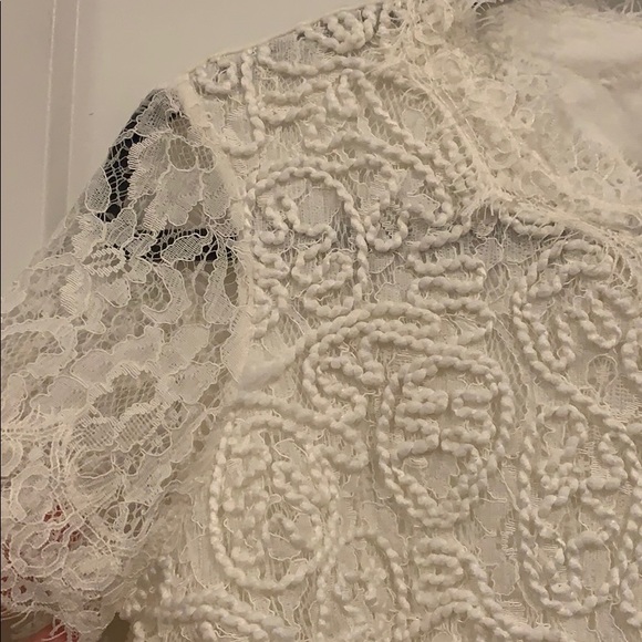 Zara White Textured Lace Short Sleeve Dress Size S - Picture 3 of 8